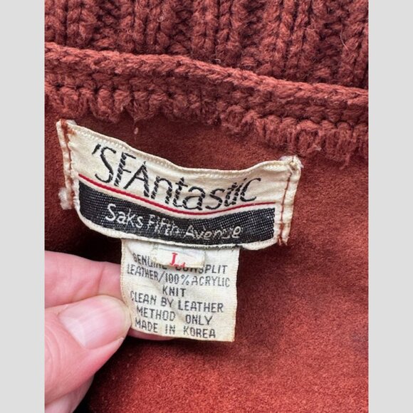 VINTAGE boho suede/knit sweater - Picture 6 of 8